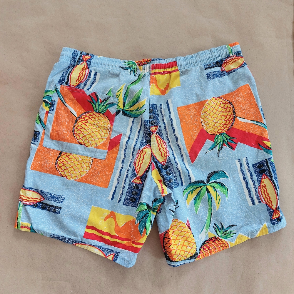 Unique Vintage Pineapple Print Men's Swim Shorts L - Picture 5 of 8